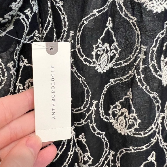 NWT!! Anthropologie SHEER EMBROIDERED MINI DRESS. Size M. Black Embroidered. - Picture 9 of 11